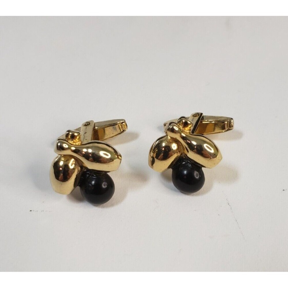Vintage MCM 1950s  Ten Pin Bowling Ball and Pins Gold Tone Cufflinks Sports